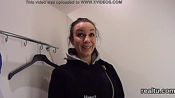 Adorable Czech seduced then drilled in hypermarket POV