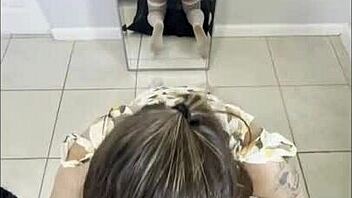 Gagging on stepson's friend's monster cock sloppy deepthroat humiliation