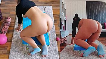 wanna film naked yoga with this curvy milf's huge ass spreading?