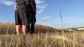 mature milf in dress jerks off guy while wife waits 😏💦