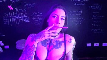 lexi smokes and fingers her big pussy passionately