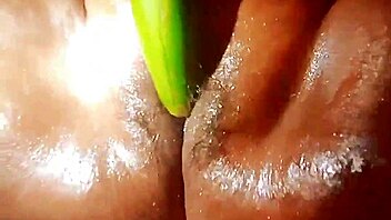 Desi village wife moans wildly fucking cucumber in wet pussy