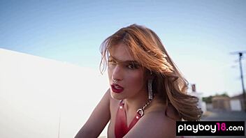 big boobed red latina la sirena 69 strips pierced nipples naked