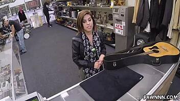 pawnshop latina takes rockstar's huge cock for cash cumshot!