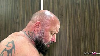 German Teen Seduces Bathroom Friend Sucks Old Cock