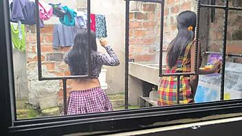 hot housewife sluts film homemade porn right after laundry 😈🔥