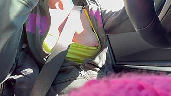 ohh italian milf artemisia flashes huge nipples on sexy car ride uhh