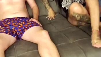 guy grabs her ass and creampies without stopping