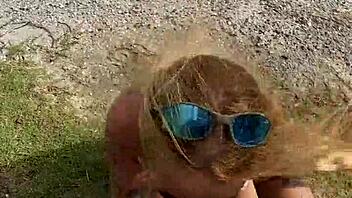 Tattooed Blonde Fucks Lover on Beach