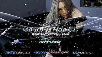 bound babe wraps head in nylon leather for b play