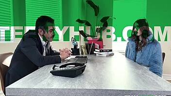 Petite brat tamed in office taboo fuck