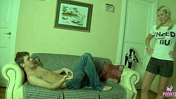 milo fucks brita cowgirl style with cum oozing from her tight pussy