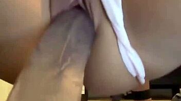 Petite Latina Teen Squirts Riding Giant Dildo Orgasm