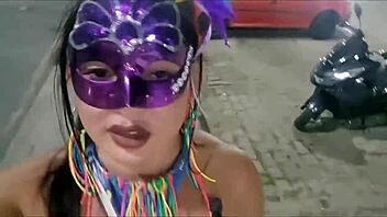 latina exhibitionist flashes big clit pussy in carnival car ride