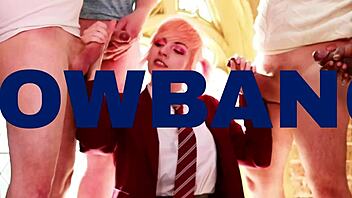 British teen eagerly slurps cum from shot glass after deepthroat session