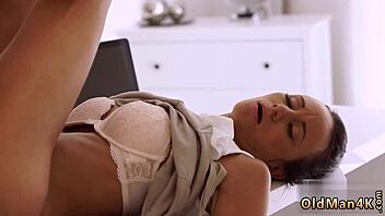 Old man pounds teen first time hard