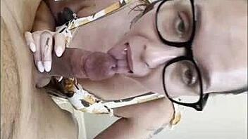 Gagging on stepson's friend's monster cock sloppy deepthroat humiliation