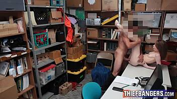 Petite shoplifter strips bare fucks guard silly 😈🍆💦