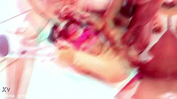 latina skinny slut takes rough 4vs1 anal gangbang creampie