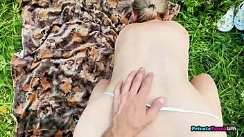 Mature Russian couple pounds pussy deep in wild forest