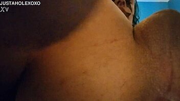 Teen fingers gaping ass close-up in wild clown makeup session