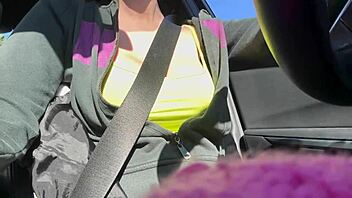 ohh italian milf artemisia flashes huge nipples on sexy car ride uhh