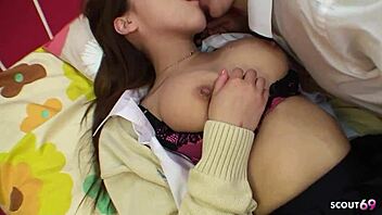 classmate deflowers busty japanese virgin in raw creampie