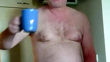 Horny Nylon Guy Craves Morning Coffee Masturbation