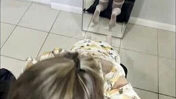 Gagging on stepson's friend's monster cock sloppy deepthroat humiliation