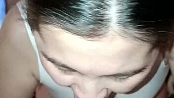 Caring Korean milf strokes and sucks cock to cum explosion in bed