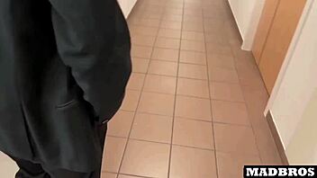 french goth cheats rough in corridor toilet for tickets