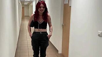 french goth cheats rough in corridor toilet for tickets