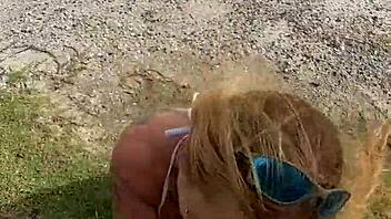 Tattooed Blonde Fucks Lover on Beach