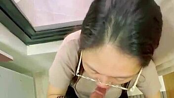 Cute Indonesian babe cheats with boss for cash