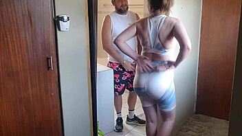 Fucking Neighbor's Cheating Milf Wife Hard In Homemade Gym Session