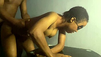 Horny petite ebony screams licking my throbbing black cock all day