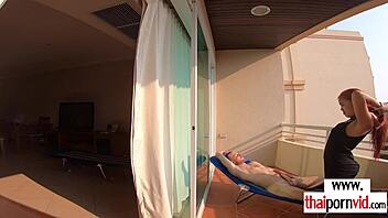 petite thai nympho rides huge white cock outdoors wildly