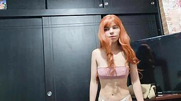 hey sexy redhead laura spots stranger in room strips naked seductively for him 😏🔥