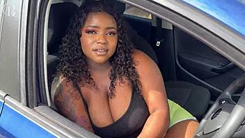 big ass ebony fucked through shorts hole to car wash