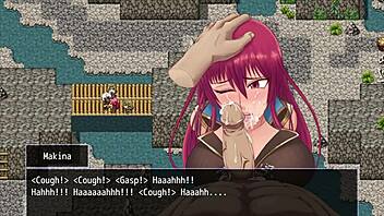 fallen makina tied up begs bandit with throat pussy for massive facial cumshot