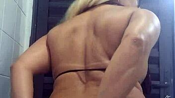 Blonde Sneaks Bathroom Siririca at Friend's House