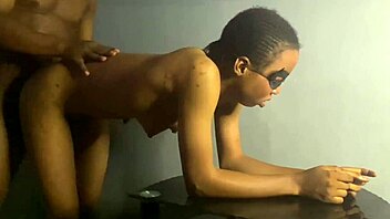 Horny petite ebony screams licking my throbbing black cock all day