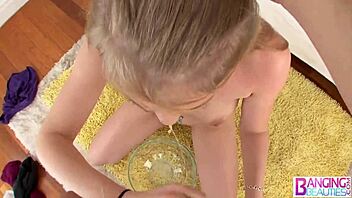 hot blondes allie james elizabeth bentley slobber on big cock sloppy