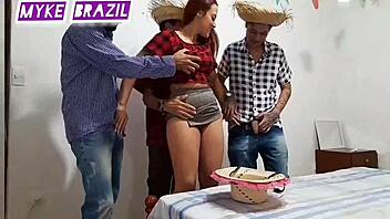 gangbang party with hardcore anal at são joão festival 🎉🍑👥