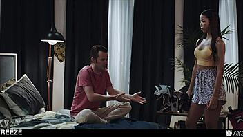 ebony slut lia lin fucked frozen time face fucking creampie interracial humiliation