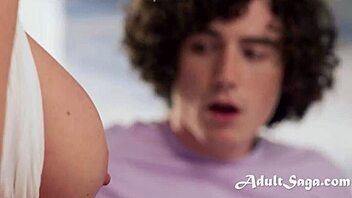 Your best friend's stepmom caught masturbating riding young cock