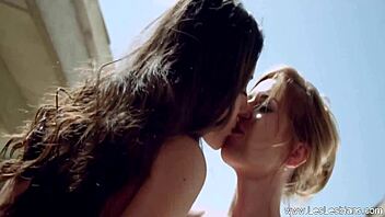 Blonde Milf and Shemale Passionately Kiss and Lick Each Other