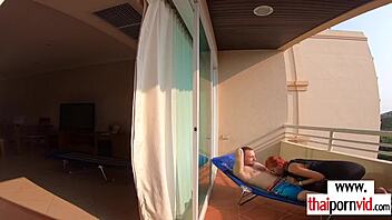 petite thai nympho rides huge white cock outdoors wildly