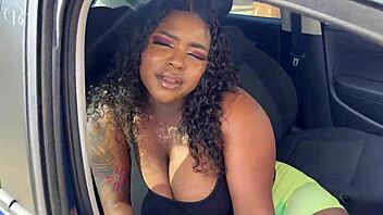big ass ebony fucked through shorts hole to car wash