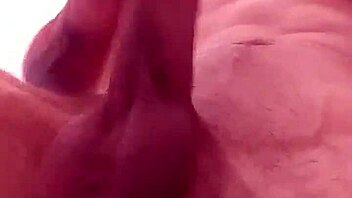 Watch this monster cock erupt huge cum load solo